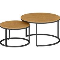 HOMCOM Set of Two Wood-Effect Stacking Tables - Brown