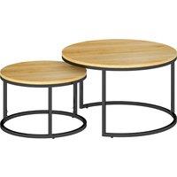 HOMCOM Set of Two Wood-Effect Stacking Tables - Natural