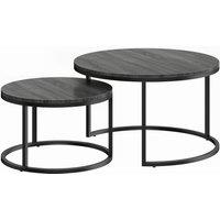 HOMCOM Set of Two Wood-Effect Stacking Tables - Black Wood Grain