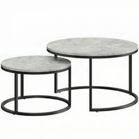 HOMCOM Set of Two Marble-Effect Stacking Tables - Grey