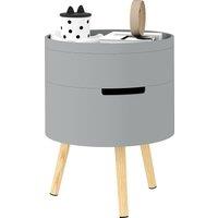 HOMCOM 3-Tier Coffee Table, Round End Table with 2 Hidden Compartments and Detachable Tray, Side Table with Storage for Living Room, Grey