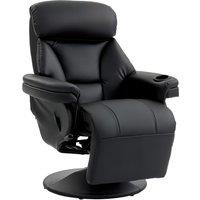 HOMCOM Upholstered Reclining Armchair, Manual Recliner Chair with Footrest and Adjustable Backrest, Black
