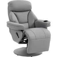 HOMCOM Upholstered Reclining Armchair, Manual Recliner Chair with Footrest and Adjustable Backrest, Grey