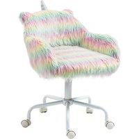 Vinsetto Unicorn Home Office Chair, Height Adjustable Fluffy Desk Chair with Armrests and Swivel Wheels, Makeup Chair, Colourful Aosom UK