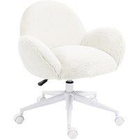 HOMCOM Makeup Vanity Chair, Cute Fluffy Desk Chair with Rolling Wheels for Bedroom Living Room, Cream White Aosom UK