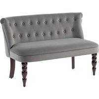 HOMCOM Velvet 2 Seater Sofa, Button Tufted Wingback Loveseat with Rubber Wood Legs for Living Room, Bedroom, Charcoal Grey