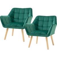 HOMCOM Armchair Accent Chair, Vanity Chair with Wide Arms, Slanted Back, Padding, Wooden Legs, Home Furniture Seating, Set of 2 Aosom UK