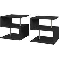HOMCOM S Shape Cube Coffee Table, 2 Tier Storage, Black, Set of 2, Versatile Organizer for Living Room, Office Aosom UK