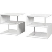 HOMCOM S Shape Cube Coffee Table, Wooden 2 Tier Storage Shelves Organizer, Office Bookcase, Living Room End Desk Stand Display, White Aosom UK