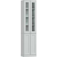 HOMCOM Tall Bathroom Storage Cabinet, 6-Tier Slim Bathroom Cabinet with Adjustable Shelf, 4 Soft-Close Doors, Dusty Blue