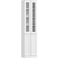 HOMCOM Tall Bathroom Storage Cabinet, 6-Tier Slim Bathroom Cabinet with Adjustable Shelf, 4 Soft-Close Doors, White