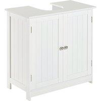 HOMCOM Under-Sink Vanity Unit: 2-Tier Bathroom Cabinet, Space-Saving Wooden Storage, Classic White Aosom UK