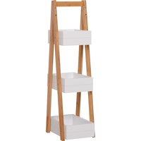 HOMCOM Freestanding 3 Tier A Frame Shower Caddy, Bathroom Storage Rack Shelf Organiser, Water-Resistant, White Aosom UK