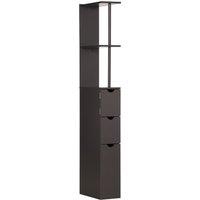 HOMCOM Tall Bathroom Cabinet, Freestanding Bathroom Storage Cabinet with 2-Tier Shelf and Drawers, Narrow Cupboard Storage Unit, Brown