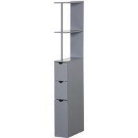HOMCOM Tall Bathroom Cabinet, Freestanding Bathroom Storage Cabinet with 2-Tier Shelf and Drawers, Narrow Cupboard Storage Unit, Grey Aosom UK
