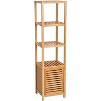 HOMCOM 140cm Storage Unit Freestanding Cabinet w/ 3 Shelves Cupboard Bathroom Kitchen Home Tall Utility Organiser