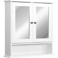 HOMCOM Bathroom Mirror with Storage, 1 Internal Adjustable Shelves, 2 Knob Handles to Open the 2 Doors, White Aosom UK