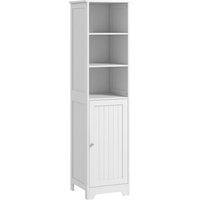 HOMCOM Slim Bathroom Storage Cabinet, Tall Bathroom Cabinet with 3 Open Shelves and Adjustable Shelf, White
