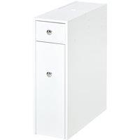 HOMCOM Slim Bathroom Cabinet Freestanding Wooden Bathroom Cupboard Toilet Paper Holder, Durable, White Aosom UK