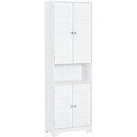 HOMCOM MDF Freestanding 6-Tier Bathroom Storage Cabinet White Aosom UK