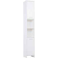 HOMCOM Free Standing Bathroom Cabinet, High Floor Cabinet Unit, Freestanding Storage Cabinet, 2 Doors, Shelves, 30L x 30W x 190Hcm, White Aosom UK