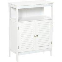 kleankin Wooden Freestanding Bathroom Cupboard: Double Shutter Door Storage Cabinet Organiser, White Finish Aosom UK