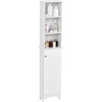 HOMCOM Freestanding Tallboy Bathroom Storage Cabinet w/ 6 Shelves Cupboard Tower Organisation Home Bathroom Furniture White Aosom UK