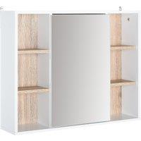 HOMCOM Bathroom Wall Cabinet with Mirror with the Side Adjustable Shelves, 1 Inner Adjustable Shelf, 60W x 14.5D x 49.4Hcm, White Aosom UK