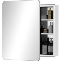 kleankin On-Wall Mounted Bathroom Storage Cabinet w/Sliding Mirror Door 3 Shelves Stainless Steel Fr