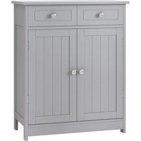 Kleankin Traditional Style Bathroom Storage Cabinet, Free-Standing Unit with 2 Drawers, Cupboard and Adjustable Shelf, 75x60cm, Grey