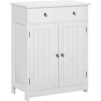 kleankin Bathroom Storage Cabinet Free-Standing Bathroom Cabinet Unit w/ 2 Drawers Cupboard Adjustable Shelf Handles Traditional Style 75x60cm White