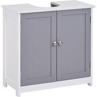 Kleankin Under Sink Vanity Unit, Bathroom Storage Cabinet with Adjustable Shelf, Handles, Drain Hole