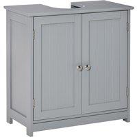 Kleankin Compact Under-Sink Cabinet, 60x60cm, with Adjustable Shelf, Handles, Drainage, Space-Saving Bathroom Organizer, Grey Aosom UK