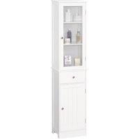 kleankin Bathroom Storage Cabinet with 3-tier Shelf Drawer Door, Floor Cabinet Free Standing Tall Sl