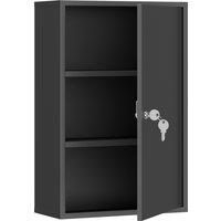 kleankin 3-Tier Steel Wall Mount Medicine Cabinet, First Aid Cabinet Lockable with 2 Keys for Bathroom and Kitchen, Black