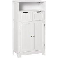 Kleankin Bathroom Storage Cabinet, Slim Freestanding Unit with 2 Drawers & Adjustable Shelf, Whi