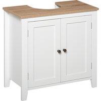 kleankin Under-Sink Cabinet: Space-Saving Bathroom Organiser with Adjustable Shelf, Freestanding Unit, White Aosom UK