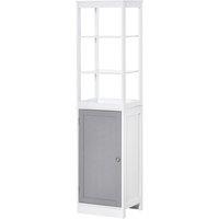 Kleankin Tallboy Bathroom Storage Cabinet, Slimline Free Standing Unit, Multi-Purpose for Bathroom Living Room Kitchen, White Aosom UK