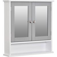 Kleankin Wall Mounted Bathroom Cabinet with Double Mirrored Doors, Storage Organiser and Shelf, Grey Aosom UK