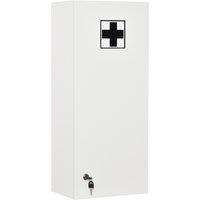 kleankin Wall medicine cabinet with lock, 5 shelves and adjustable shelves, wood and glass, white, 30x20x70cm