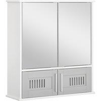 kleankin Wall-Mounted Bathroom Cabinet: Double Door Storage with Adjustable Shelf, Space-Saving Grey Organiser Aosom UK