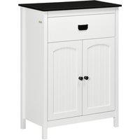 kleankin Spacious Bathroom Cabinet: White Storage Unit with Drawer, Double Door & Adjustable Shelf Aosom UK