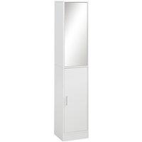 kleankin Tall Mirrored Free Standing Bathroom Cabinet, Storage Cupboard, Floor Standing Tallboy Unit with Adjustable Shelf, White Aosom UK