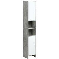kleankin Free-standing Tall Bathroom Storage Cabinet w/ 2 Cupboards 2 Open Compartments, Slim Bathro