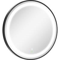 kleankin Luminous Lavatory Mirror: Round, Dimmable LED, Wall-Mounted, 3 Temperature Tones, Memory Function, Hardwired Aosom UK