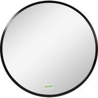 kleankin Round Bathroom Mirror: Wall-Mounted Makeup Mirror with Aluminium Frame, Black Aosom UK