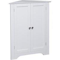 kleankin Triangle Bathroom Cabinet, Corner Bathroom Storage Unit with Adjustable Shelf and Recessed Door, Free Standing, White Aosom UK