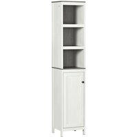Kleankin Narrow Bathroom Cabinet, Tall Storage Unit with 3 Shelves, Adjustable Interior Shelf, Vintage White Aosom UK