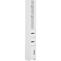 kleankin Modern Bathroom Storage Cabinet, Freestanding Tall Bathroom Cabinet with Open Shelves, for Bedroom Hallway, White Aosom UK