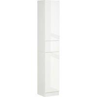 kleankin Tall Bathroom Cabinet with Adjustable Shelves, High Gloss Storage Cupboard, Freestanding Tallboy with Storage Drawer, White Aosom UK